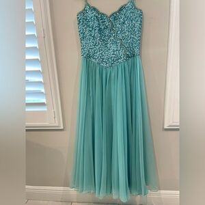 Mike Bennet vintage Sparkling Teal Sequin Dress